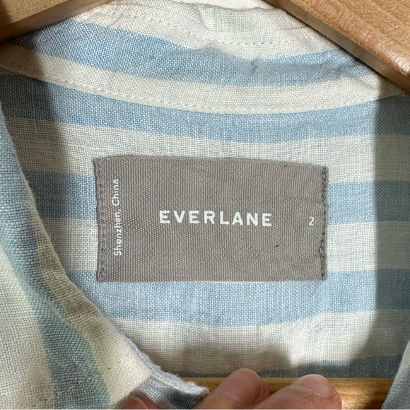 Everlane Striped 100% Linen Button Down Shirt Size 2 - Picture 3 of 5